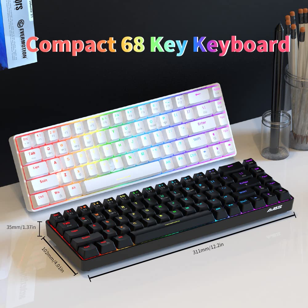 NACODEX 68 Key 65% Hot swappable Mechanical Keyboard, 2.4G Wireless/Bluetooth/Wired RGB Backlit Keyboard, 1900mAh Programmable Keyboard for Win/Mac/Gaming