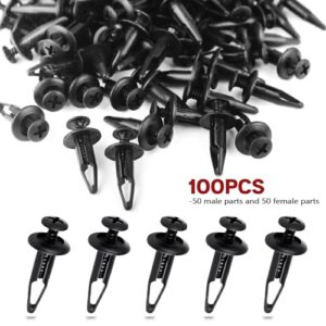 Xislet 100 Pcs Plastic Rivets Compatible with Rhino 450 660 700 Grizzly 600 ATV Body Fender Hood Fuel Tank Panel Push Fastener Rivet Screw Clips