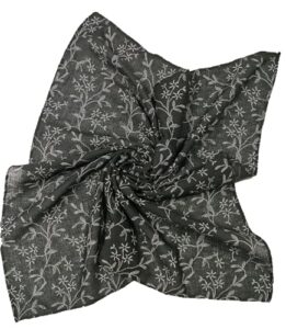 shanlin unisex cotton square scarves 24x24 (floral-black)