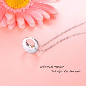 Circle of Life Urn Necklaces for Ashes for Women Cremation Jewelry 925 Sterling Silver Eternity Memorial Forever in My Heart Ashes Keepsake Necklace (Circle of Life)