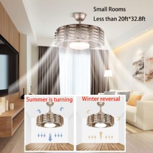 Ceiling Fan LED Fan Chandelier, 36 W, Ceiling Lighting, dimmable with Remote Control, Dimmable Adjustable Wind Speed, Modern Bedroom (Brown)