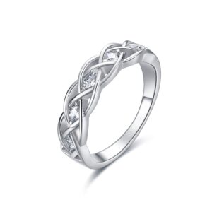 celtic ring sterling silver simple criss cross knot ring wedding band celtics jewelry christmas gifts for women her girlfriend wife