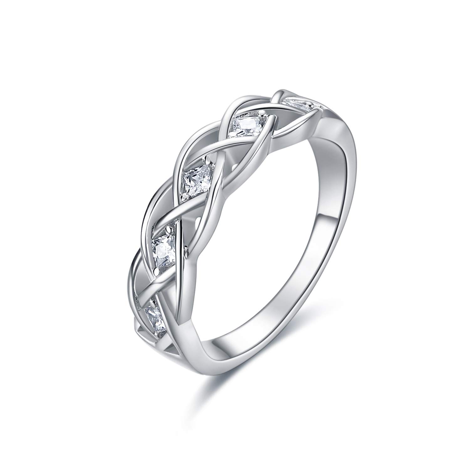 Celtic Ring Sterling Silver Simple Criss Cross Knot Ring Wedding Band Celtics Jewelry Christmas Gifts for Women Her Girlfriend Wife