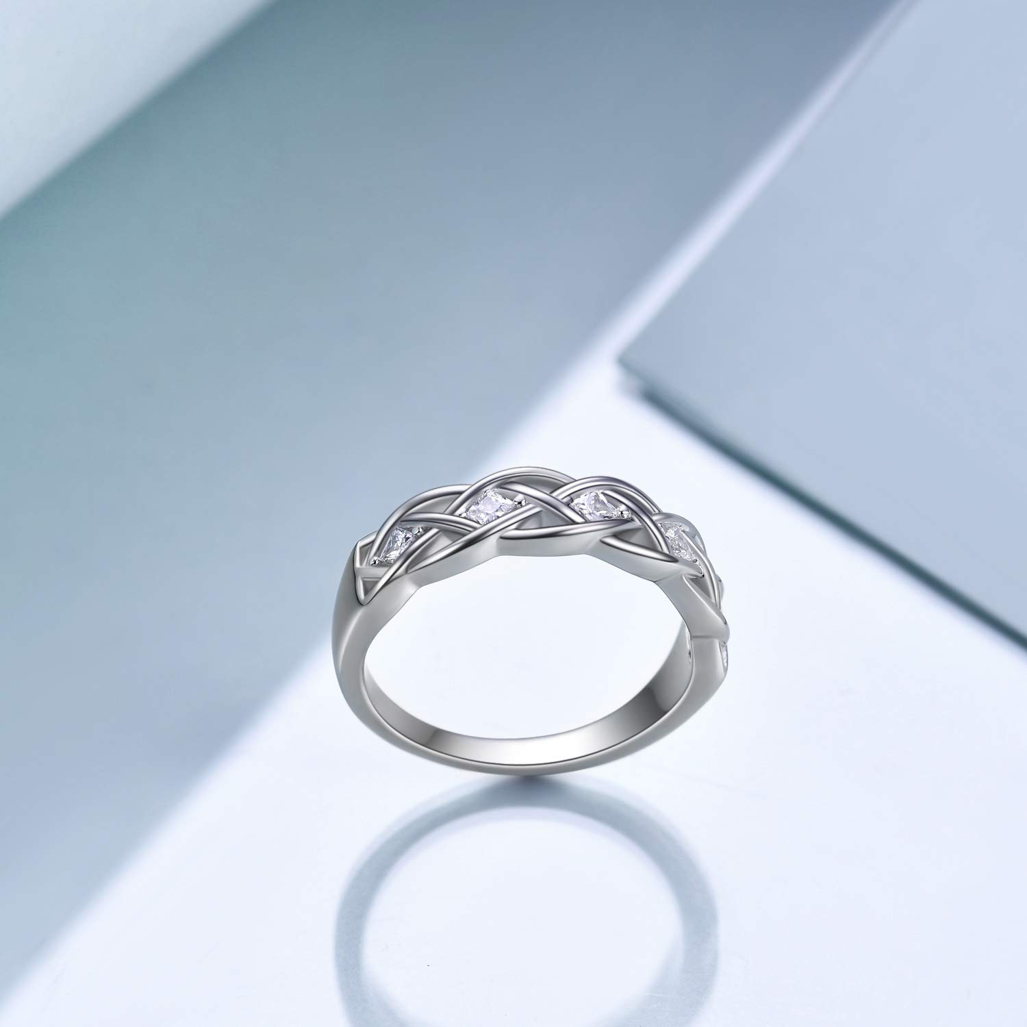 Celtic Ring Sterling Silver Simple Criss Cross Knot Ring Wedding Band Celtics Jewelry Christmas Gifts for Women Her Girlfriend Wife