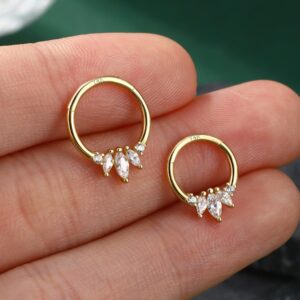 COCHARM 14K Gold Septum Rings 14K Yellow Gold Septum Piercing Jewelry 16g Septum Clicker 14kt Real Gold Daith Earrings Solid Gold Daith Piercing 8mm 14K Gold Daith Jewelry for Women Men