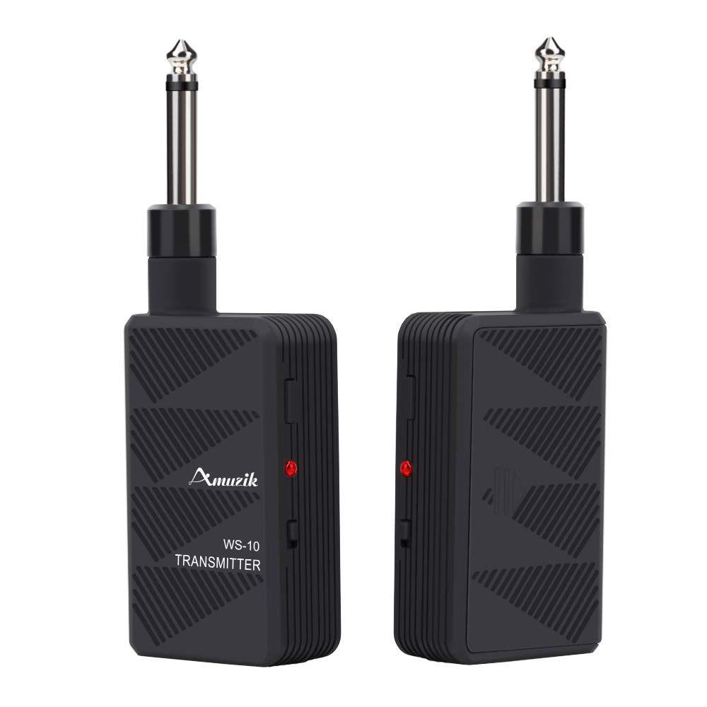 Amuzik Wireless Transmitter Receiver 2.4GHz Wireless Guitar System Low Latency Rechargeable Guitar Wireless System for Guitar Bass Electric Instruments