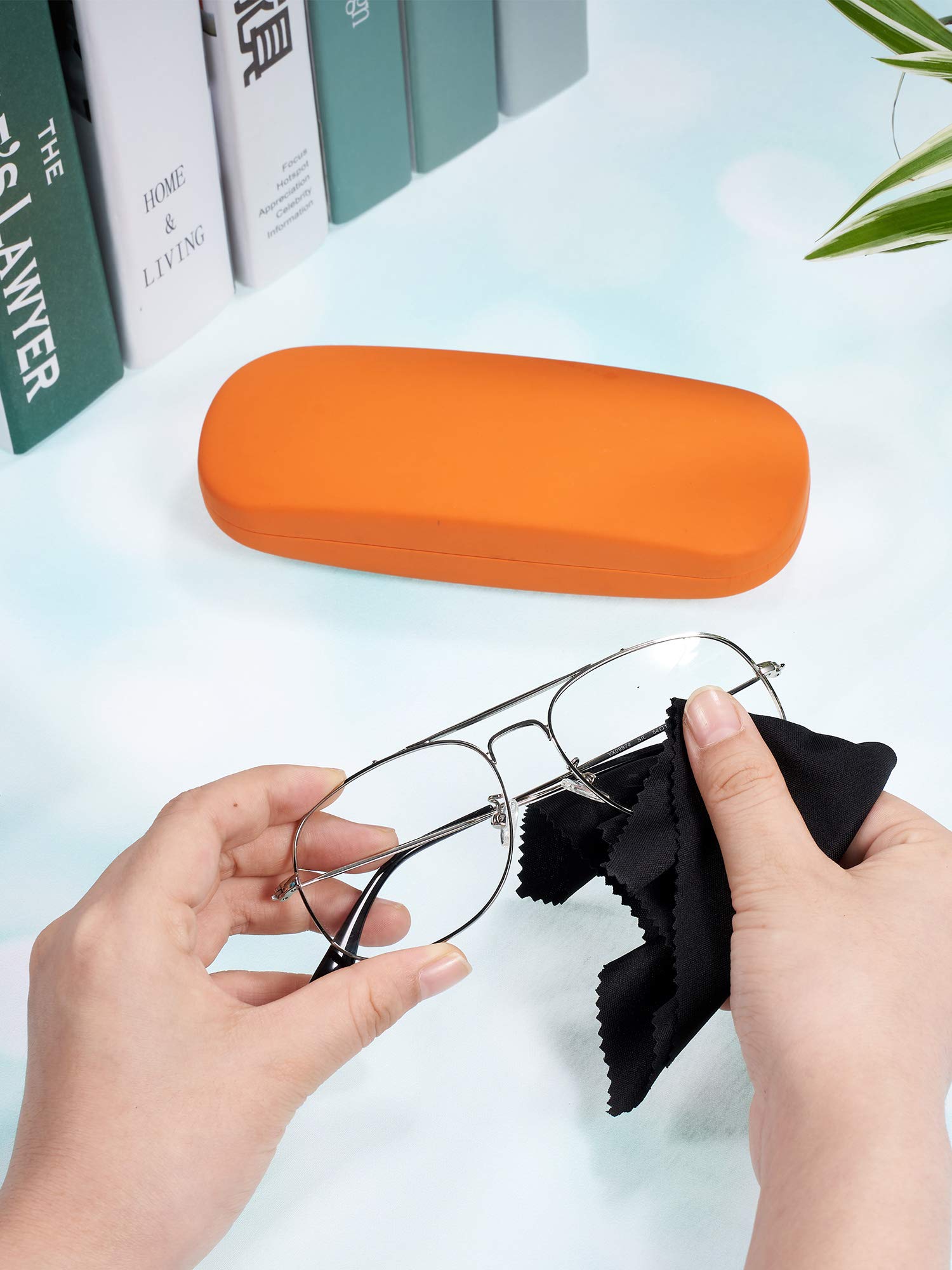 Frienda 3 Pieces Hard Shell Glasses Eyeglasses Sunglasses Case with Eyeglass Cloth (Light Blue, White, Orange)