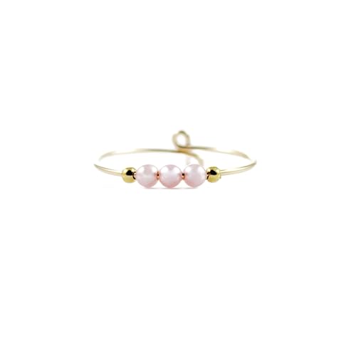 Pink Pearl Spinner Fidget Ring, Sterling Silver 14K Gold-Filled Open Wire Band, Helps Relieve Stress Anxiety Worry, Adjustable Ring, Jewelry Inspirations