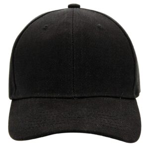 Baseball Cap Men Women - Adjustable Plain Sports Fashion Quality Hat, BLK