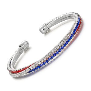 IDesign USA American Flag Bracelet Decorations Gift Red Blue White Bracelet Patriotic 4th of July Independence Day