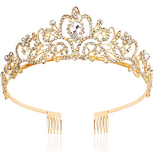 Crystal Tiara Crown with Combs