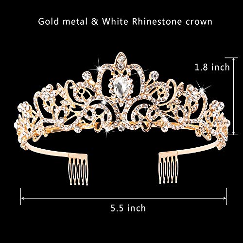 Crystal Tiara Crown with Combs