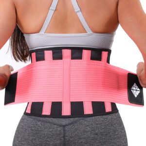 Back Brace for Lower Back Pain Women, Thin Lumbar Back Support Belt, Herniated Disc & Lower Back Pain Relief, Adjustable Back Brace For Women, for Heavy Lifting, Exercise, Workout Back Brace Pink L