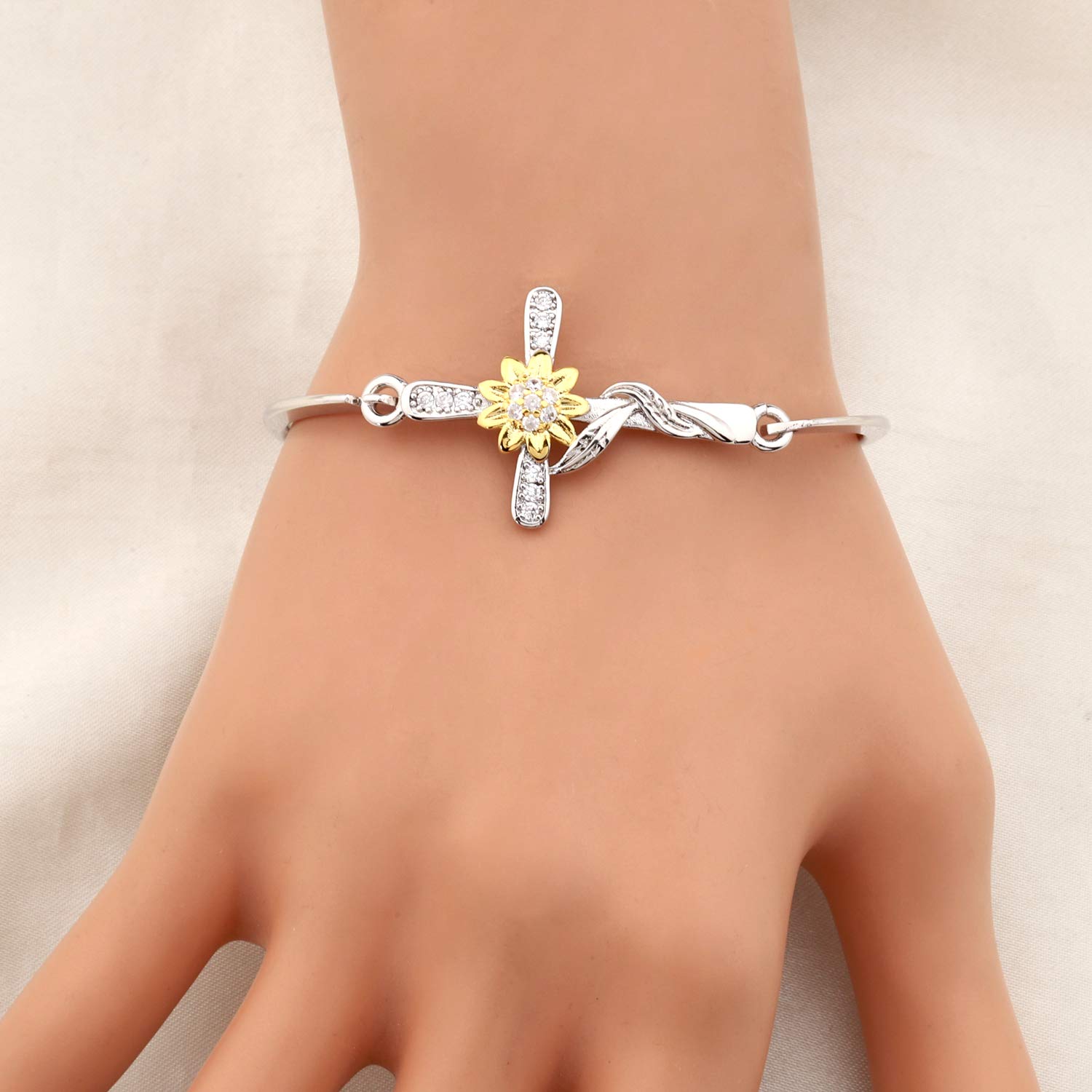 WUSUANED Sunflower Cross Bracelet You Are My Jewelry Inspirational Gift for Women (sunflower cross bracelet)