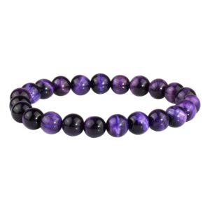 milakoo 8mm natural stone bracelet yoga semi-precious beads tiger eye bracelet purple color