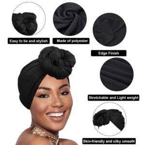 SATINIOR 6 Pcs Head Wrap Scarf Turban Long Hair Scarf Soft Stretch Headwrap Solid Color Turban Tie Headband for Women Girls