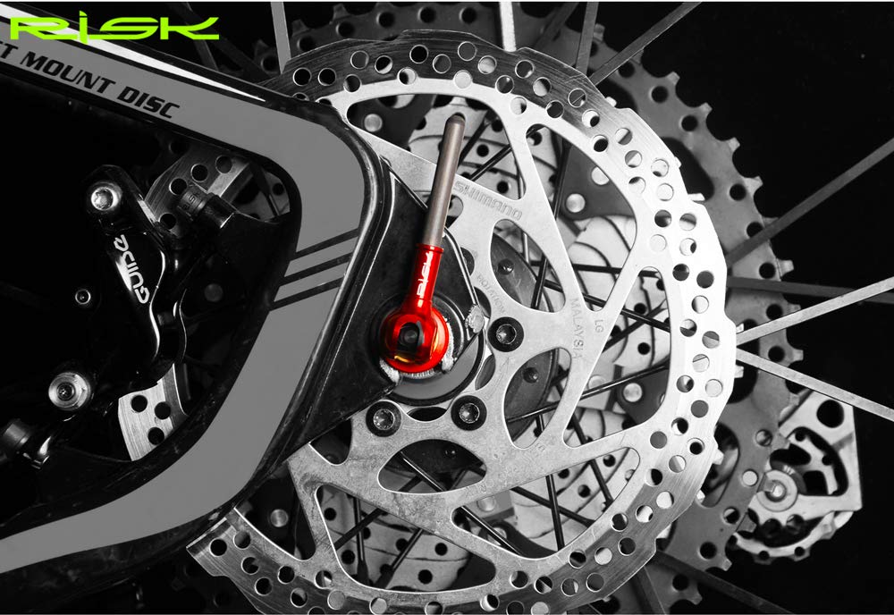 CYCEARTH 40.35g Titanium Bicycle QR Skewer lever MTB Road Bike Wheel Hub Ultralight Ti-Axis Carbon Fiber Handle Quick Release Skewer (Red)