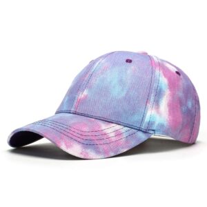 bearun cotton tie dye low profile cap hiphop baseball cap fashion dad hat blue purple