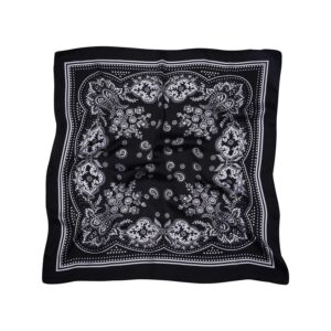 vanlinker vintage bandanas square multi-purpose scarfs for men women silk like scarf neckerchief protective coverage vl9549 black