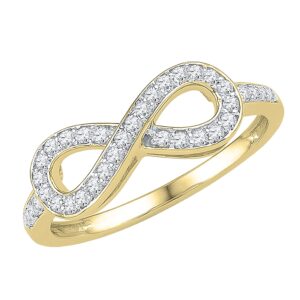 dazzlingrock collection 10kt yellow gold womens round diamond infinity ring 1/5 cttw, size 7