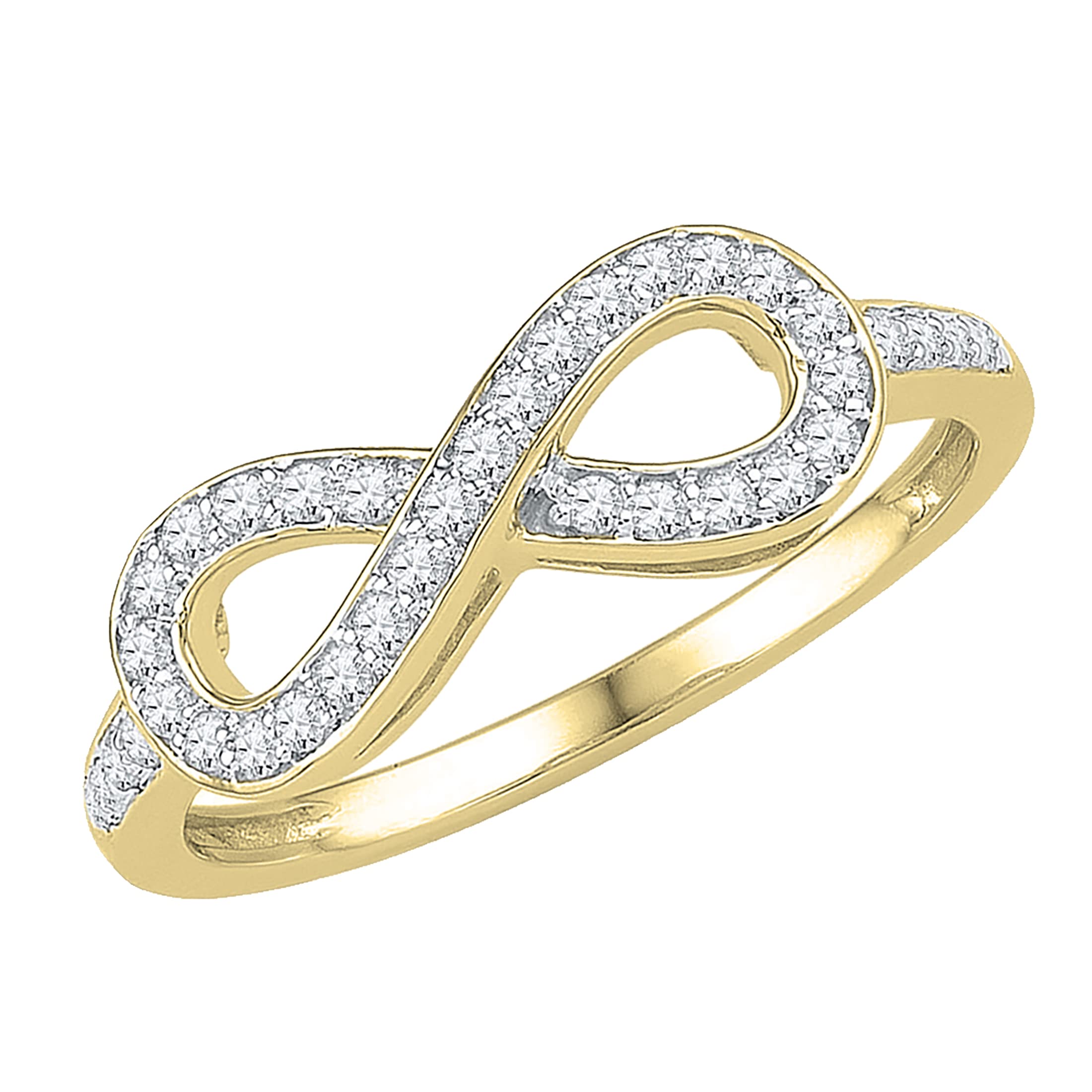 Dazzlingrock Collection 10kt Yellow Gold Womens Round Diamond Infinity Ring 1/5 Cttw, Size 7