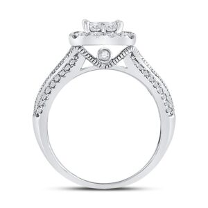 Dazzlingrock Collection 14kt White Gold Princess Diamond Halo Bridal Wedding Engagement Ring 1-1/3 Cttw