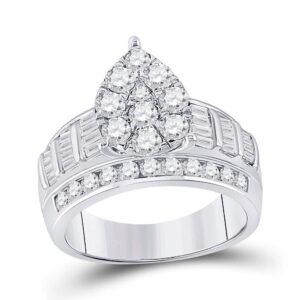 dazzlingrock collection 10kt white gold round diamond pear bridal wedding engagement ring 2 cttw