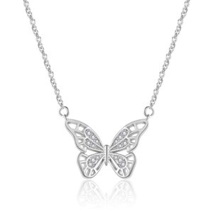 ascona silver butterfly necklaces for women dainty simple butterfly pendant necklace christmas mother’s day valentines day gifts for her