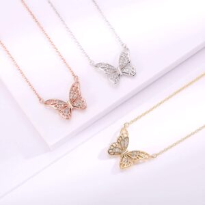 Ascona Silver Butterfly Necklaces for Women Dainty Simple Butterfly Pendant Necklace Christmas Mother’s Day Valentines Day Gifts for Her