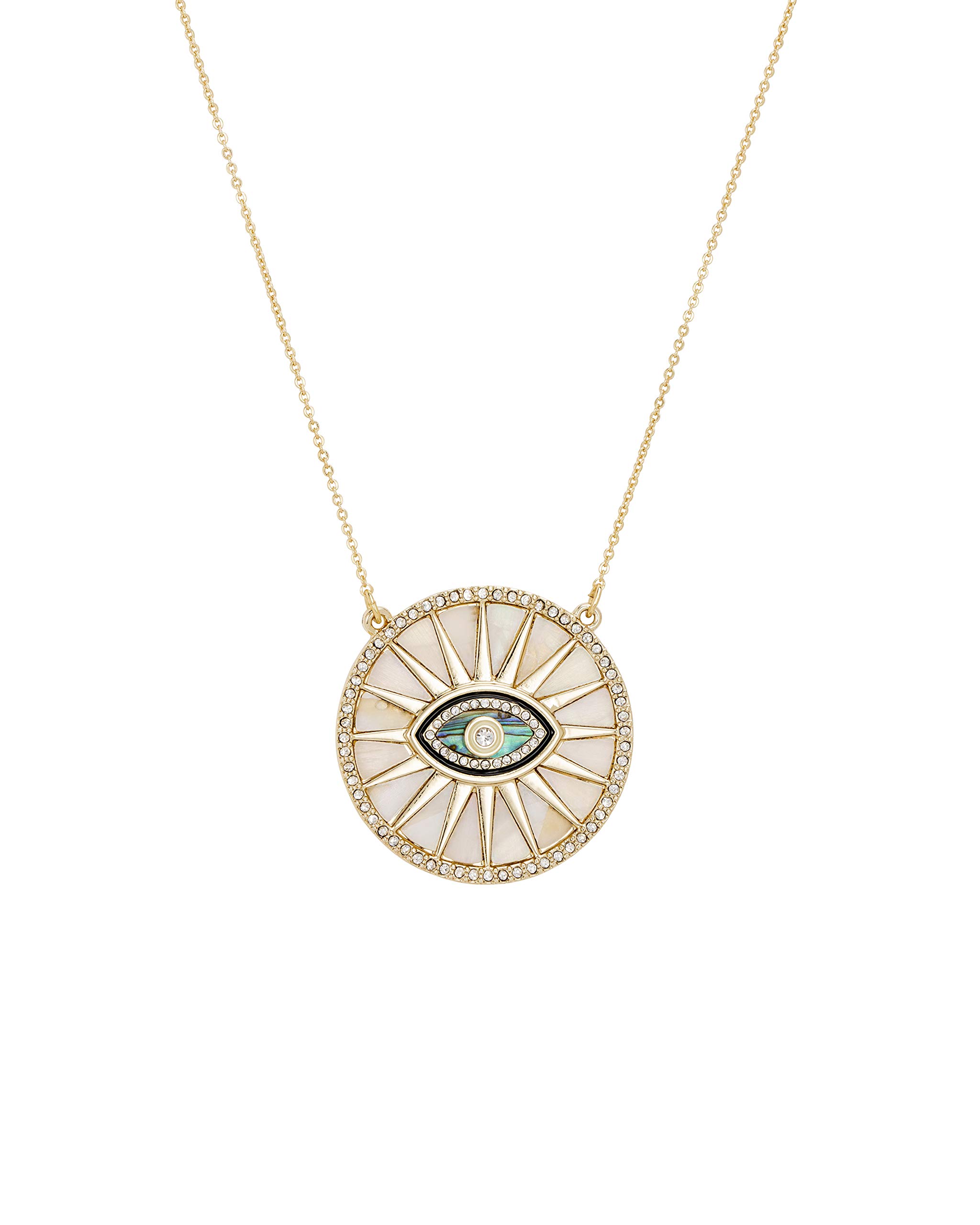 Rachel Roy Gold Plated Brass Evil Eye Rainbow Disc | Protection Pendant Necklace for Women | Good luck Gift Fashion Jewelry.