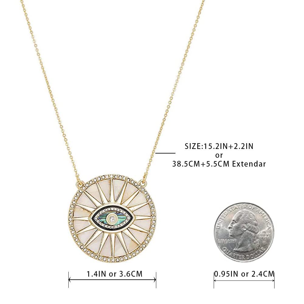 Rachel Roy Gold Plated Brass Evil Eye Rainbow Disc | Protection Pendant Necklace for Women | Good luck Gift Fashion Jewelry.