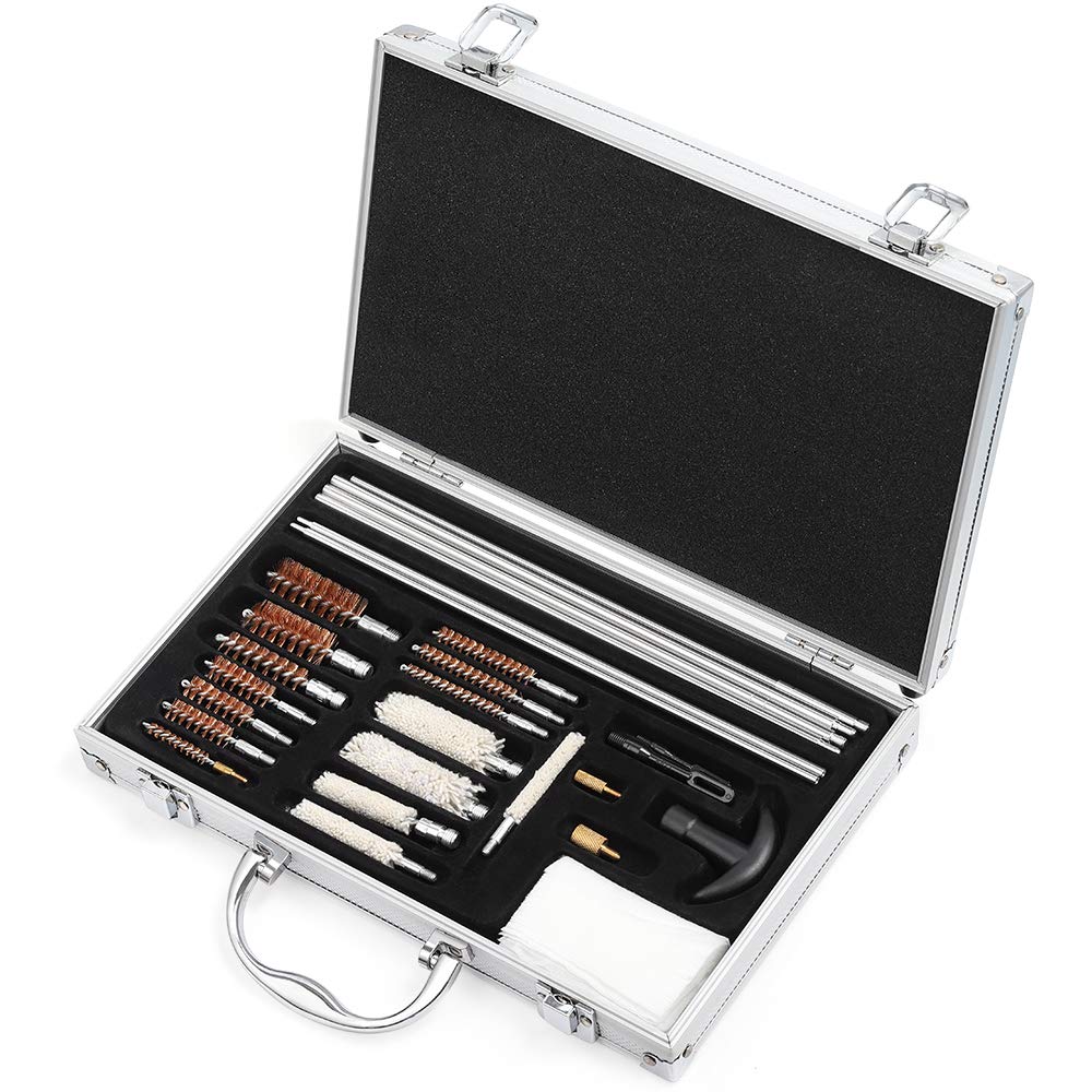 Gun Cleaning Kit, Universal Gun Brushes for Hunting Pistol Rifle Handgun shot for Most Guns with Carrying Case