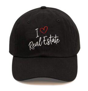 real estate agent cap (black, i love real estate)