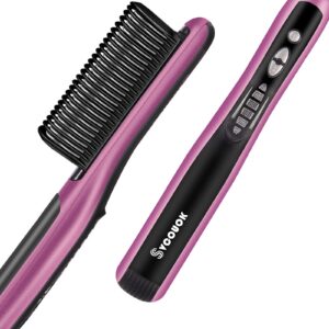 Hair Straightening Brush - Professional Ceramic, Fast Heating, 6 Temp Settings, Anti-Scald Design, 20 Min Auto-Off - Perfect for Home, Travel & Salon Use, Achieve Sleek and Smooth Hair