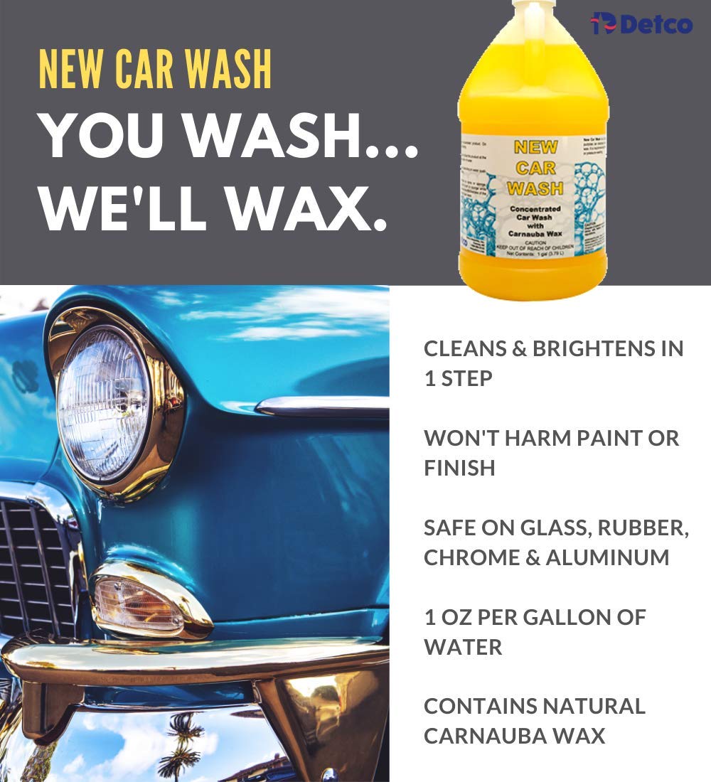 New CAR WASH - Concentrated Soap with Carnauba Wax for RV, School Buses, ATV, Boat, Motorcycle, Detailing, Cleaning- 1oz. per Gallon