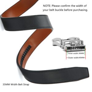 CHAOREN Ratchet Belt Replacement Strap 1 3/8”, Leather Belt Strap for 40MM Slide Click Buckle