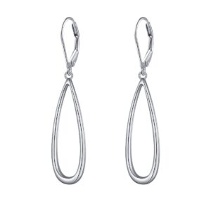 S925 Sterling Silver Hollow Teardrop Vertical Bar Drop Dangle Earrings Gift for Women Teenage