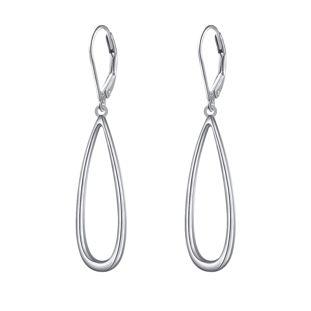 S925 Sterling Silver Hollow Teardrop Vertical Bar Drop Dangle Earrings Gift for Women Teenage