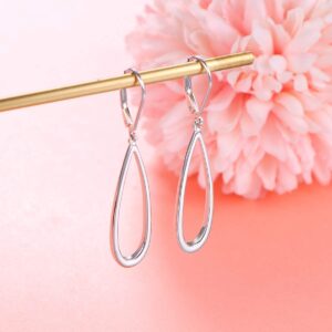 S925 Sterling Silver Hollow Teardrop Vertical Bar Drop Dangle Earrings Gift for Women Teenage