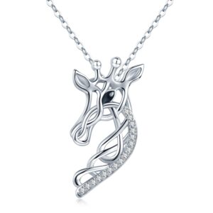 JUSTKIDSTOY Celtic Knot Necklace Giraffe Pendant 925 Sterling Silver Giraffe Animal Head Necklace Giraffe Jewelry Mothers Day Gifts for Women Daughter