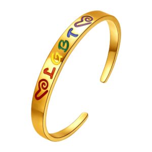 beautlace LGBT Bracelets 18K Gold Plated Gay & Lesbian Pride Bracelet Charm Jewelry for Men and Women KB0006Y