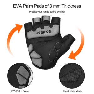 INBIKE 3MM EVA Pad Breathable Fingerless Cycling Gloves Reflective Lightweight Biking Gloves for Men Women Black XX-Large