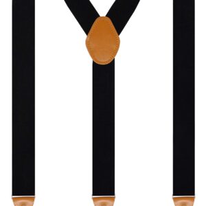 Doloise Mens Suspenders with 3 Swivel Hooks Belt Loops 1.4 Inch Wide Heavy Duty Adjustable Braces (Black)