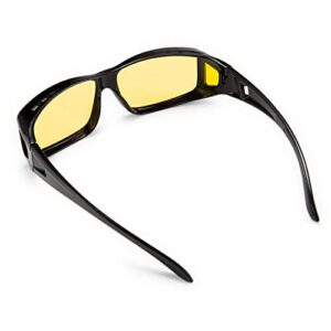 FEISEDY Men Women Night Driving Glasses Fit over Glasses Anti-Glare Polarized Wrap Yellow Sunglasses Over Glasses B2593