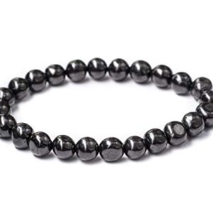 Shungite Beaded Bracelet Stretch Round Strand 6.5" is a Spectacular Stone contains natural C60 Fullerene Formed in The Heart of Shungite Mine Type II from Russia