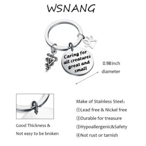 WSNANG Veterinarian Jewelry Caring For All Creatures Great And Small Keychain Veterinary Technician Gifts Vet Tech Jewelry Veterinarian Graduation Gifts (Veterinarian Keychain)