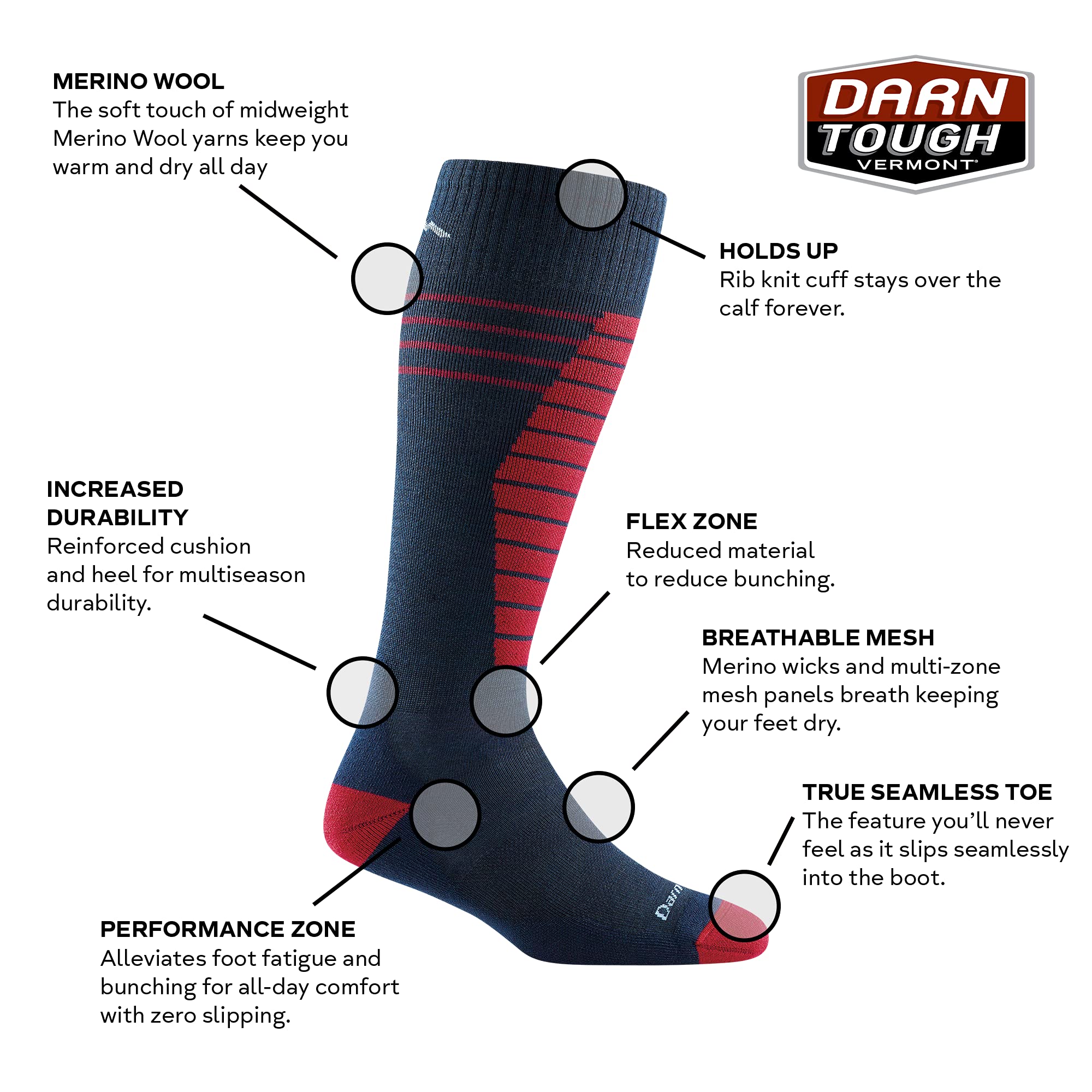 Darn Tough (Style 3029) Kid's Edge Jr. Sock - (Eclipse, Small)