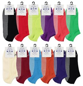 yacht & smith women's non slip no-skid socks with grips, 97% cotton, for hospital, yoga, pilates, barre, grippy ankle sock