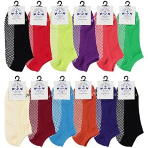 Yacht & Smith Women's Non Slip No-Skid Socks with Grips, 97% Cotton, For Hospital, Yoga, Pilates, Barre, Grippy Ankle Sock