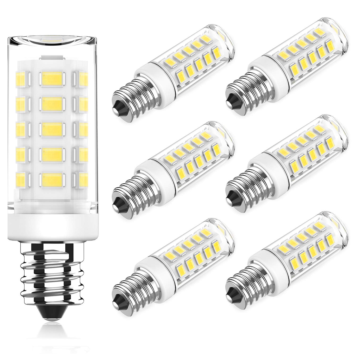 KLG E12 LED Candelabra Bulb 4W Equivalent to 40W T3/T4 E12 Candelabra Base Bulbs, Daylight White 5000K for Ceiling Fan, Chandelier AC120V, Not Dimmable 6 Pack